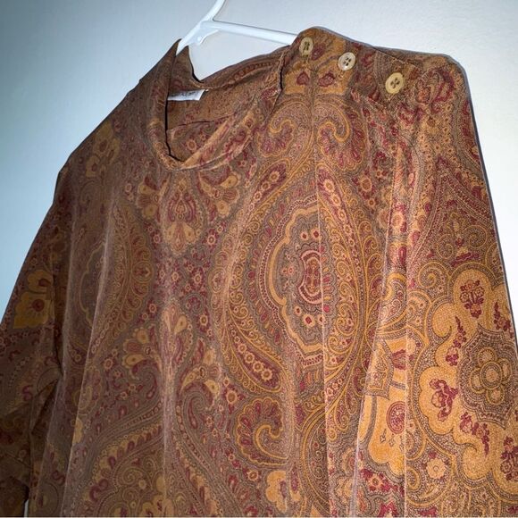 Vintage Calvin Klein 100% Silk Paisley Blouse Size 10 - Picture 9 of 10